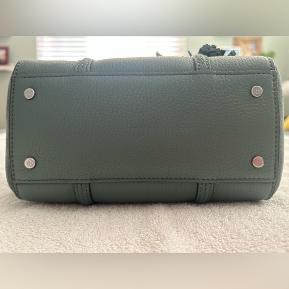 NWT Tory Burch mixed Materials Mini Thea Satchel in Artic - Picture 5 of 9